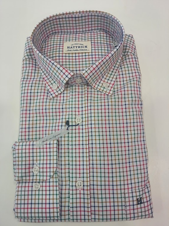 Camisa de cuadros fucsia y verde  con bolsillo regular fit hattrick